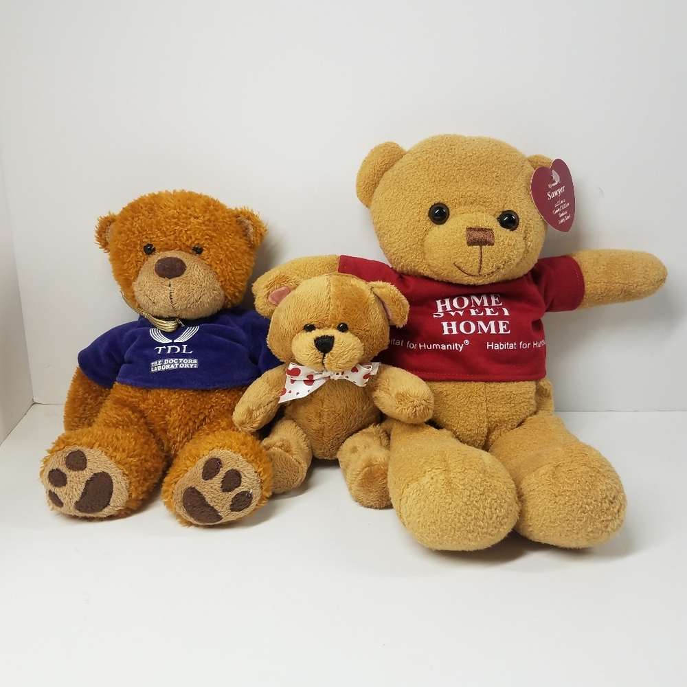 Lot of 3 Plush Bears Stuffed Animals
